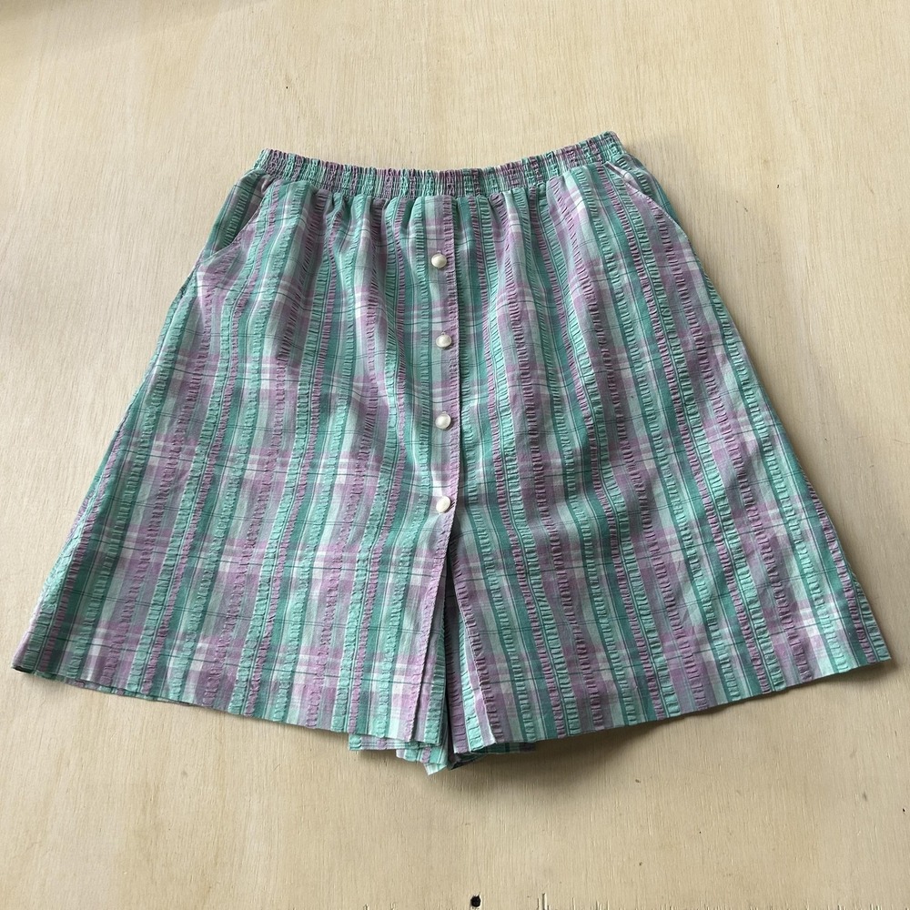 Vintage Graff Shorts Womens 18 Multicolor Stripe Seersucker Culotte Pull On